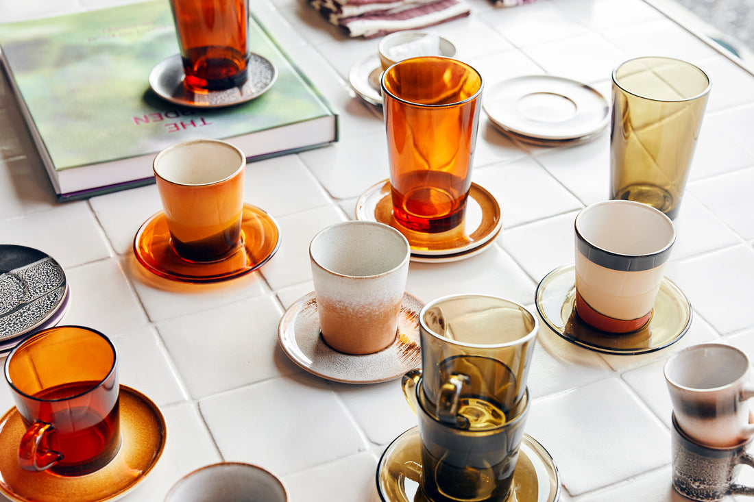 70s Glassware – Coffee Cups, Amber Brown (set of 4)