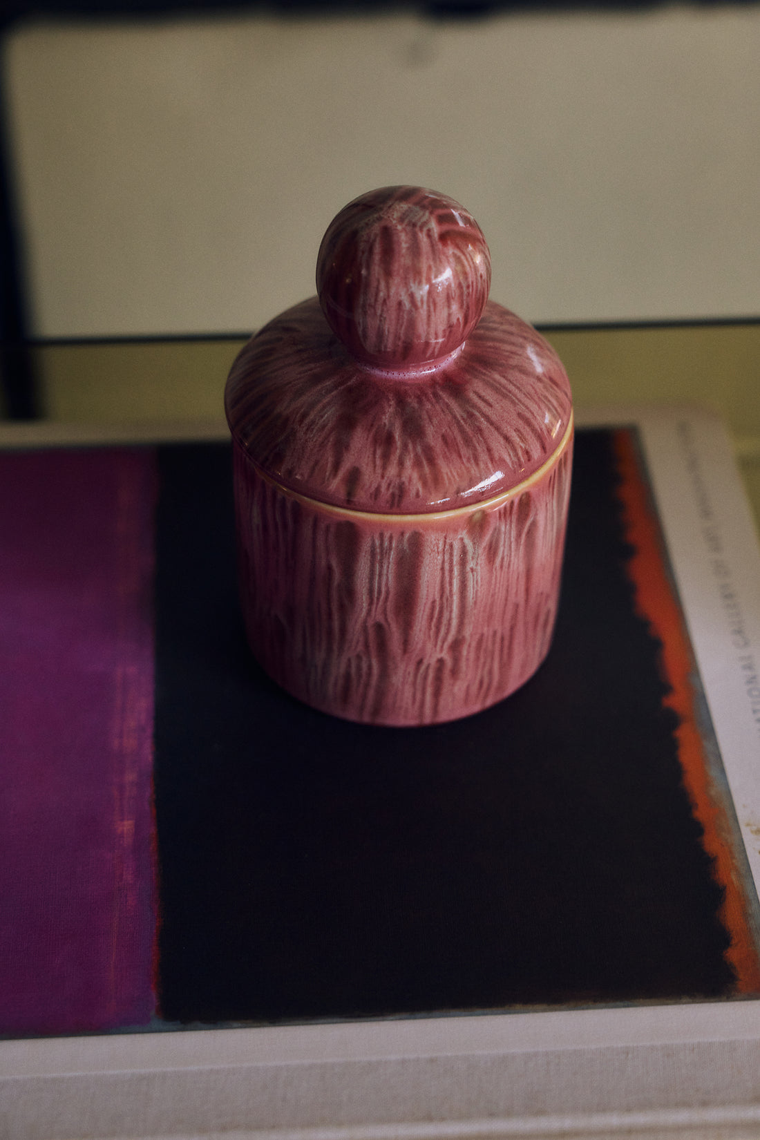 70s Ceramics – Small Storage Jar, Rhubarb