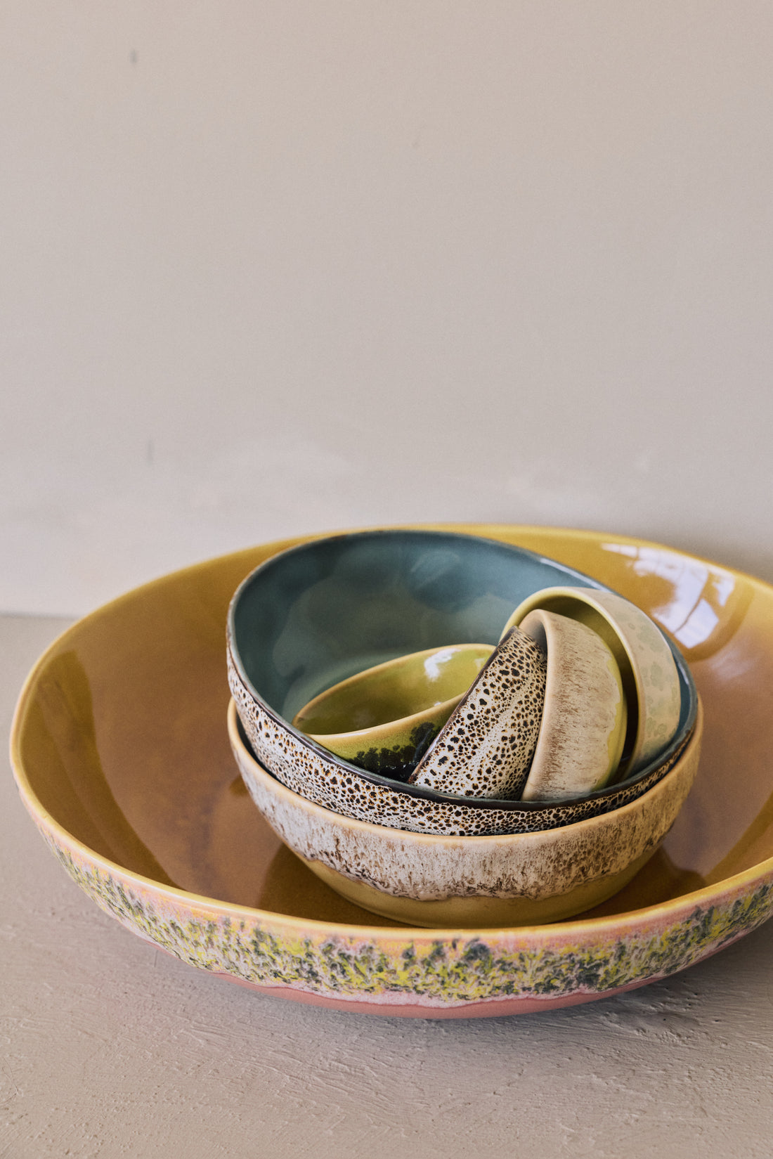 70s Ceramics – Pasta Bowls, Custard (set of 2)