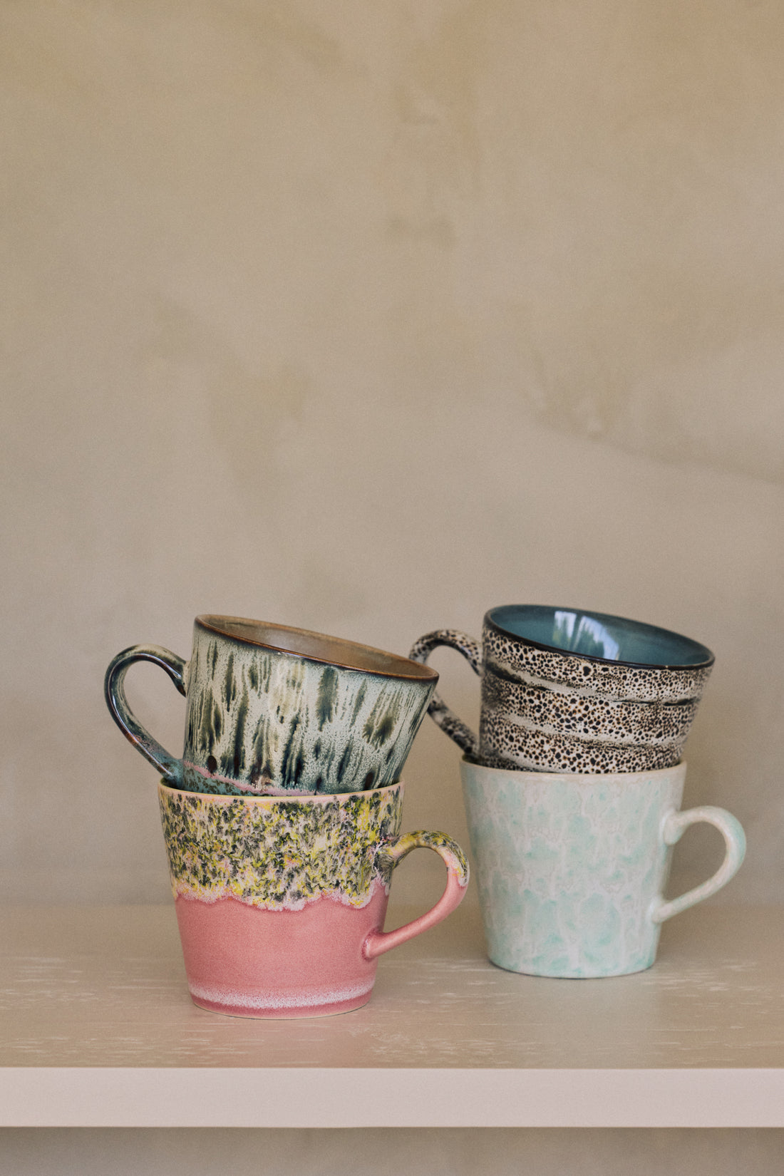 70s Ceramics – Cappuccino Mugs, Me-Time (set of 4)