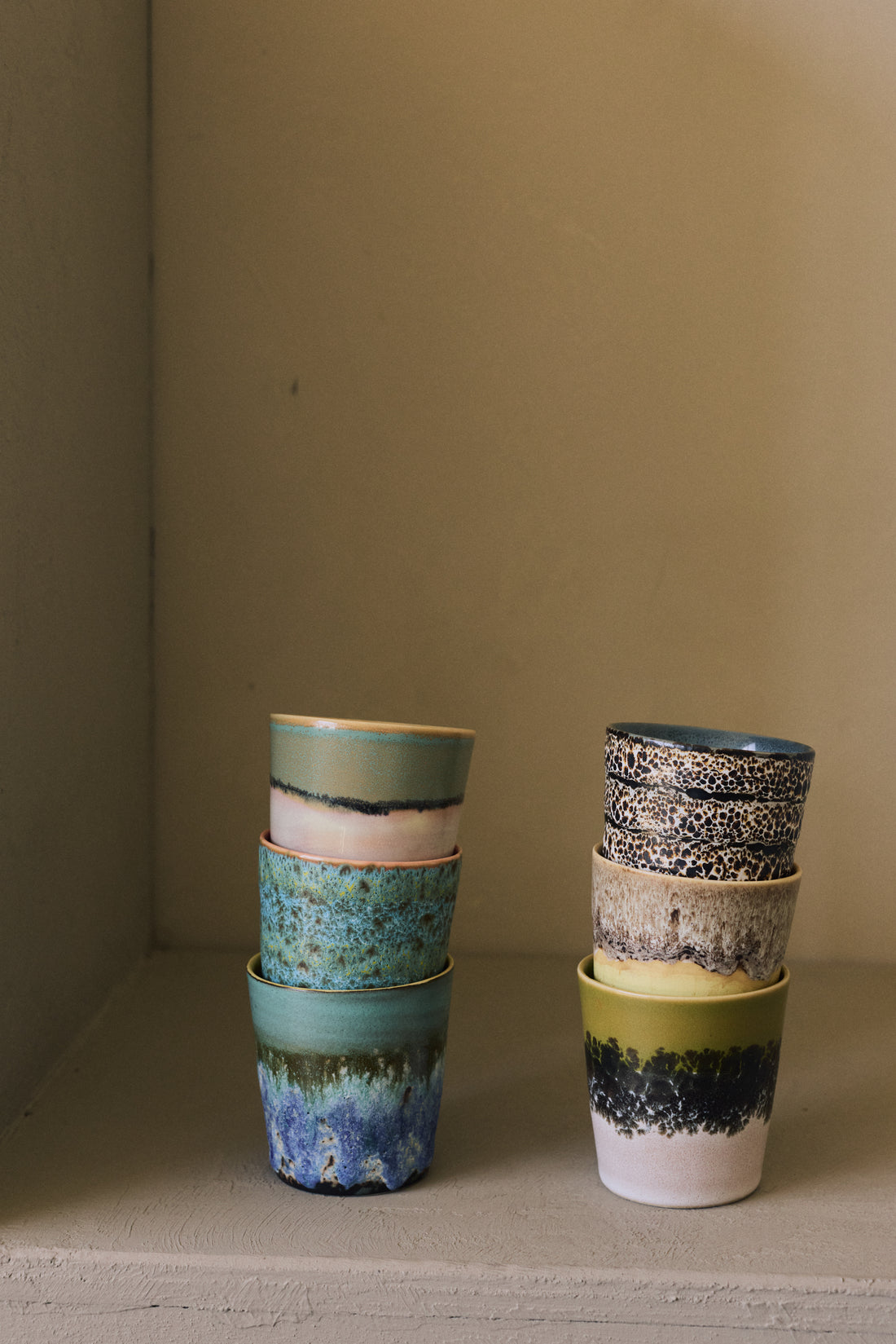 70s Ceramics – Coffee Mugs, Indulgence (set of 6)