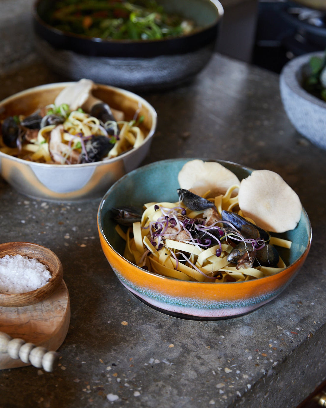 70s Ceramics – Pasta Bowls, Golden hour (set of 2)