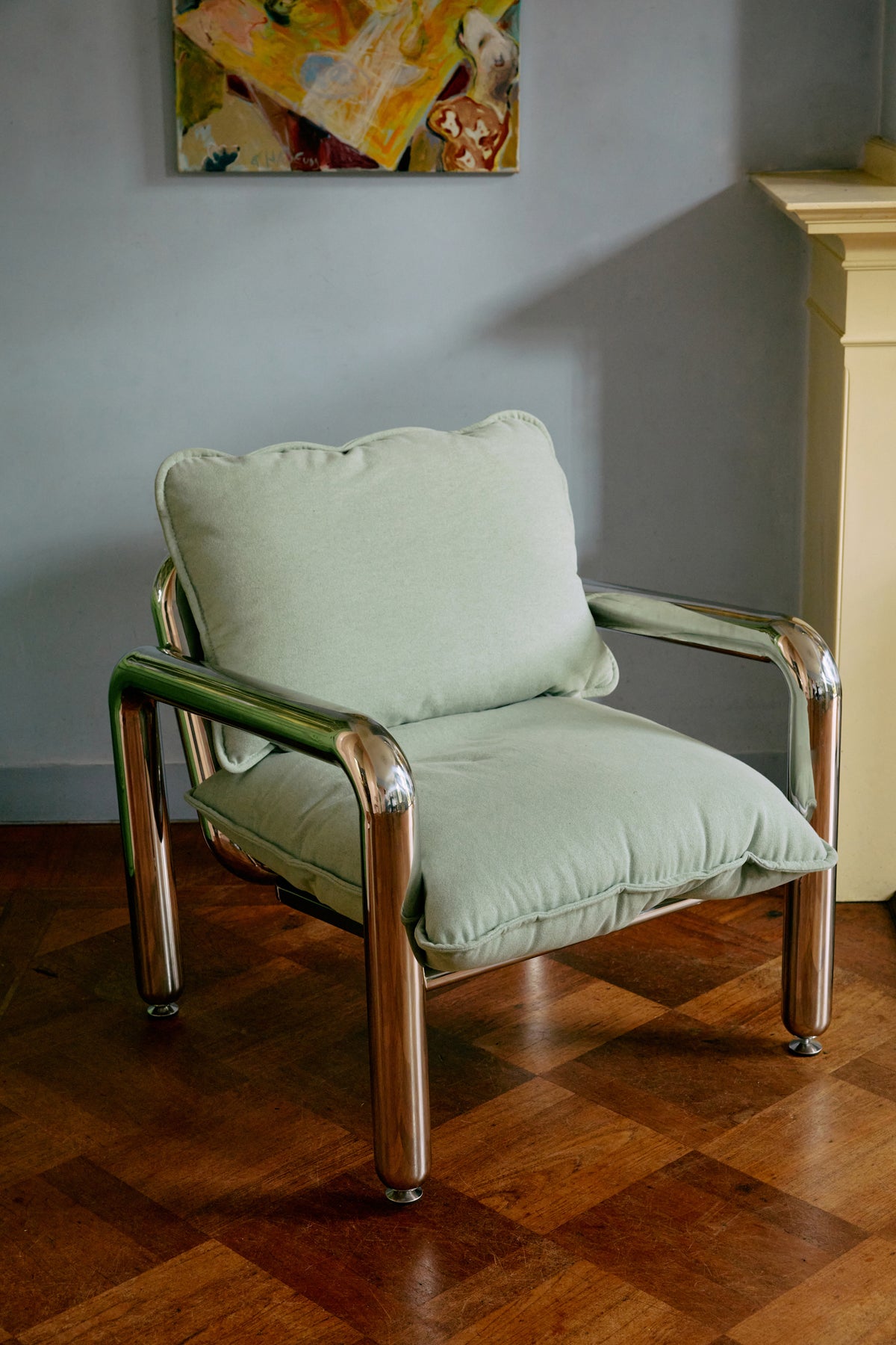 Chrome Lounge Armchair, Canvas – HKLIVING – view 7
