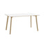 Untreated beech frame / Pearl white laminate tabletop / Water-based lacquered edge
