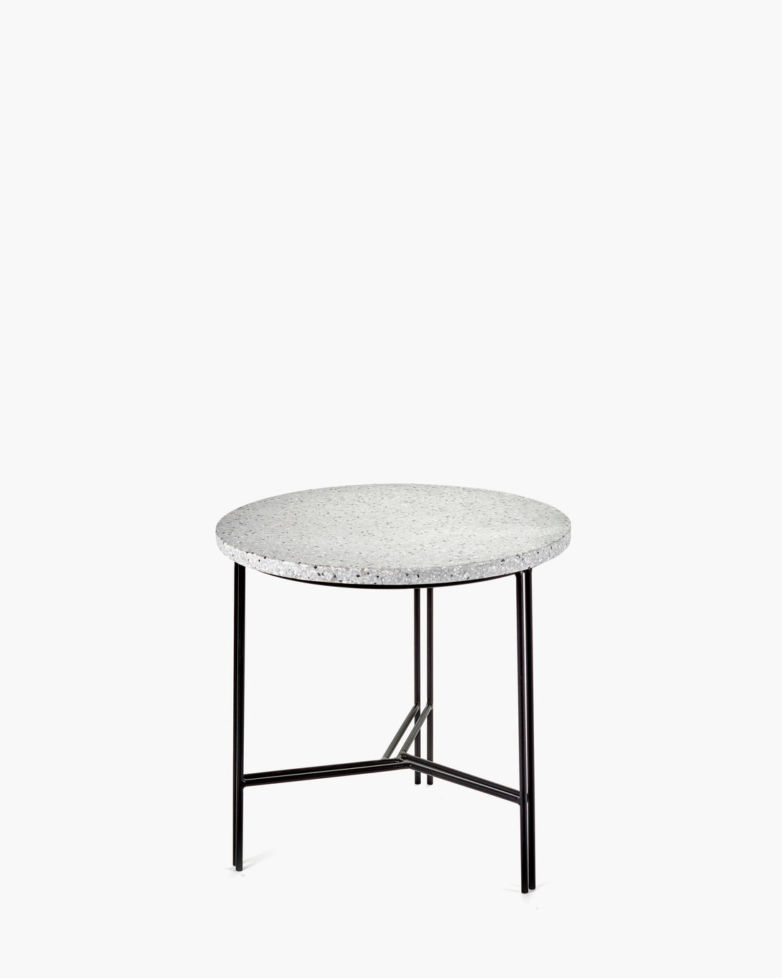 Side Table Black/Grey Terrazzo M Metal Sculptures