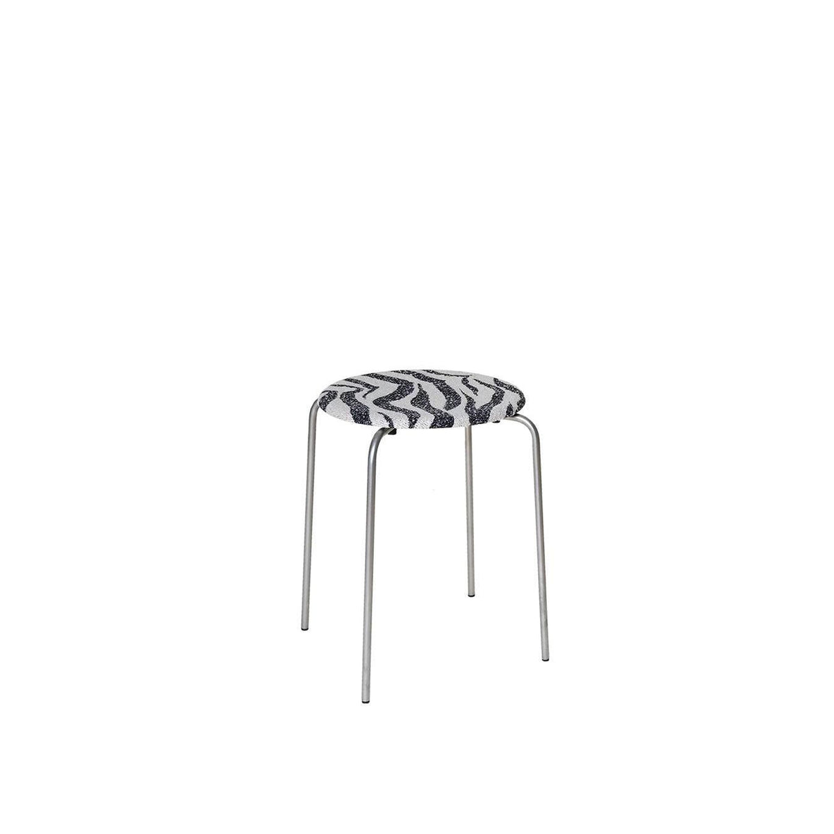 Petit Rond Stool – Stainless Steel / Zebra Fabric – Frama
