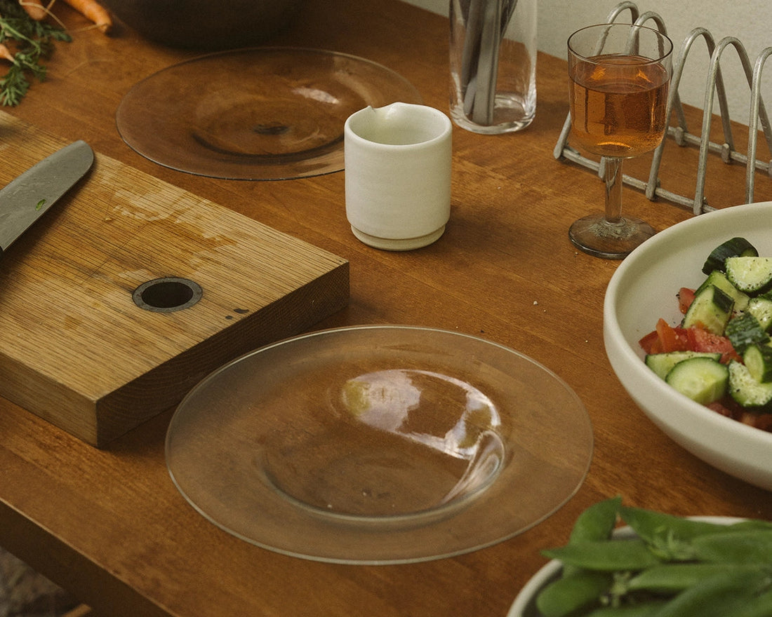 Isle Glass Shallow Bowl Set of Two – Light Smoke