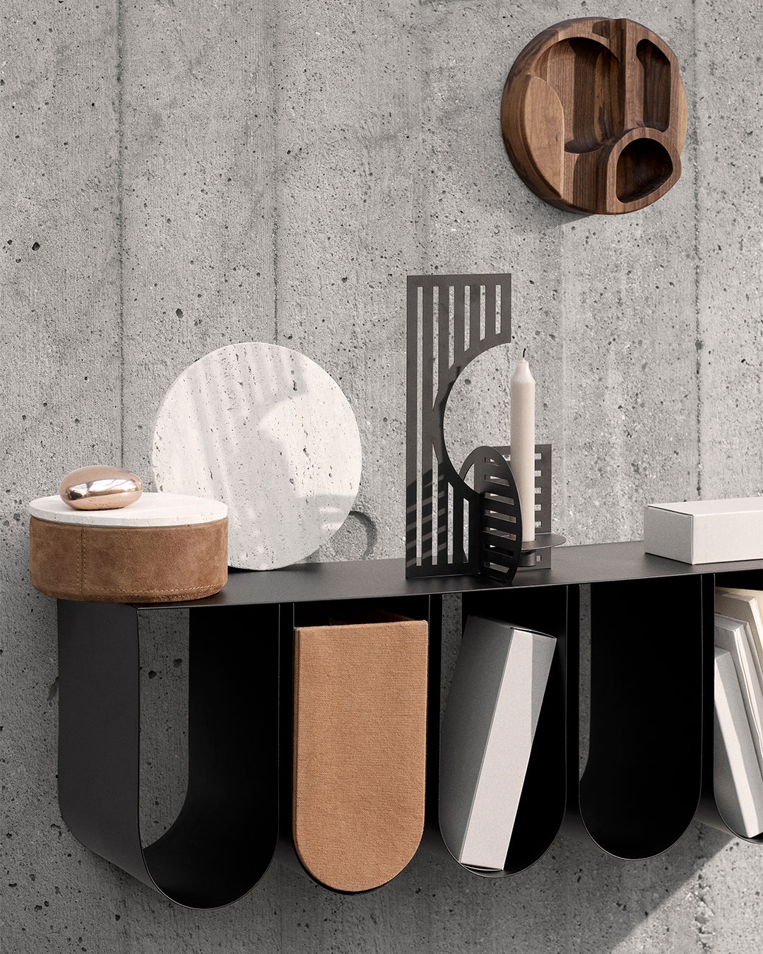 Curved Wall Shelf Black – Kristina Dam Studio – view 3