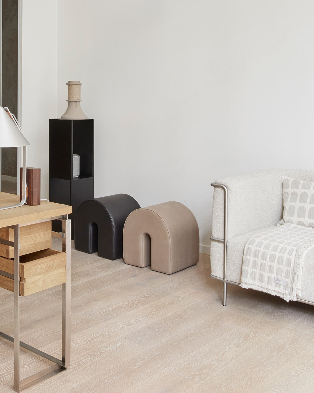 Curved Pouf Light Brown – Kristina Dam Studio – view 3