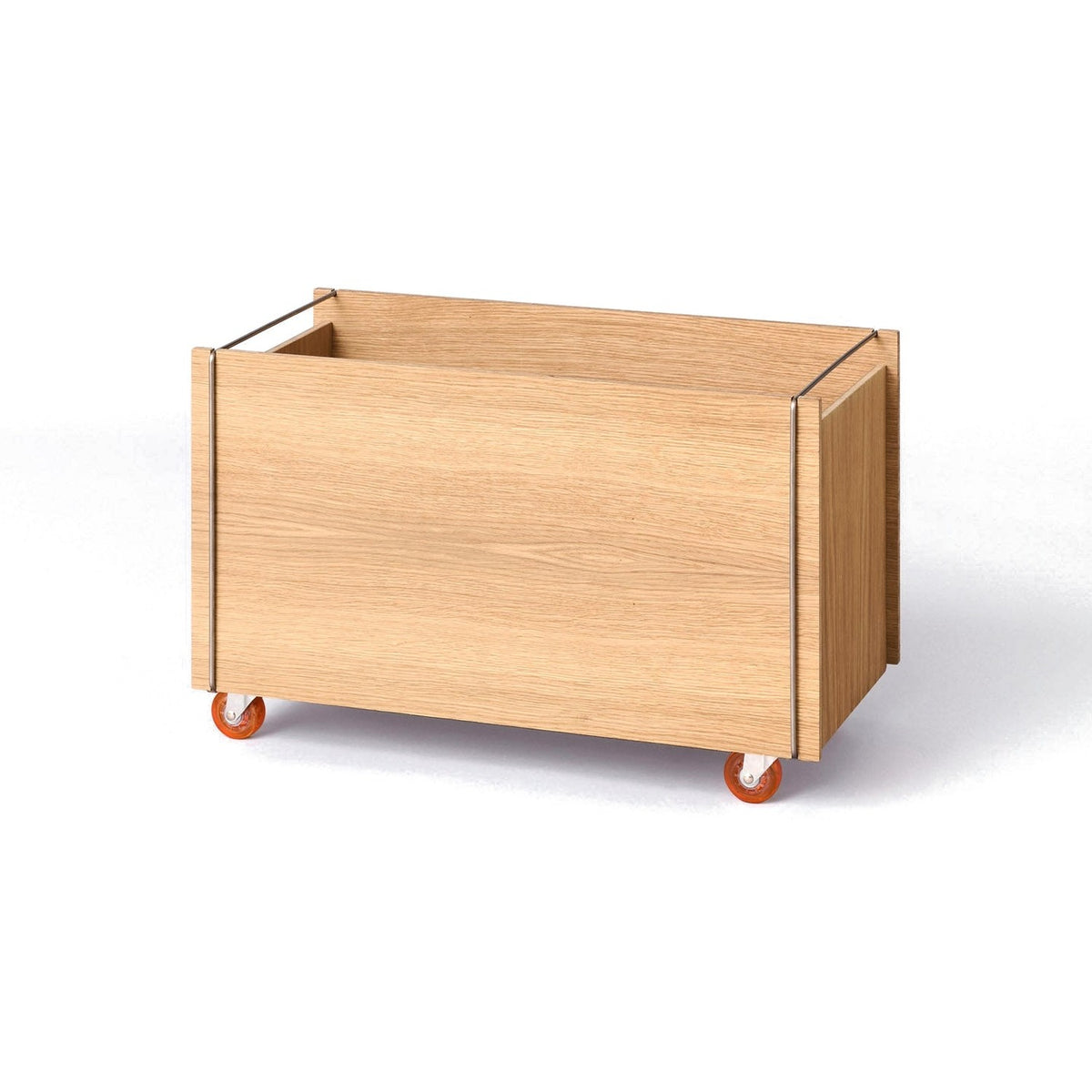 Storage Box with Wheels - Oak / Stainless Steel - Storage Box - MOEBE
