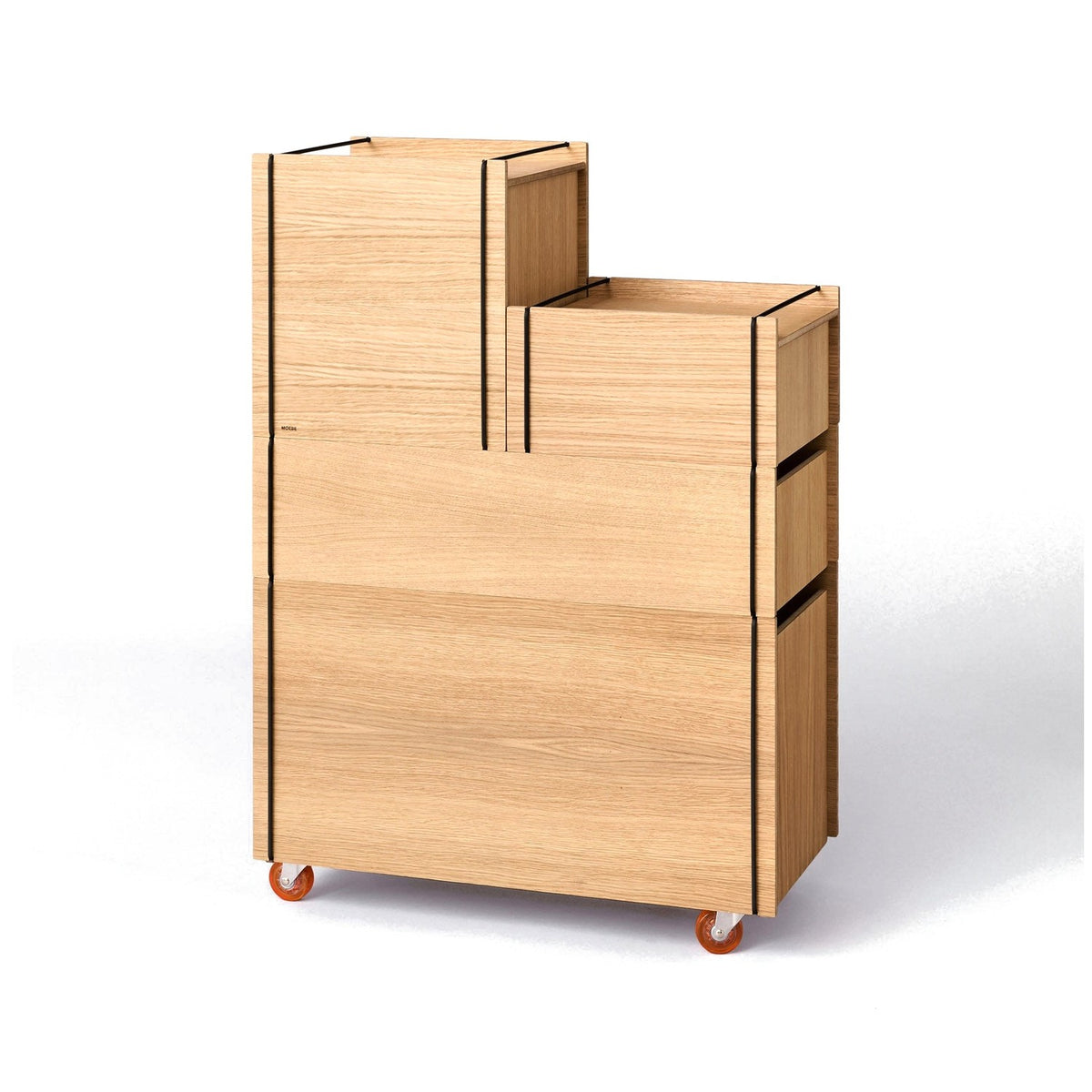 Storage Tower – Medium - Oak / Black, With wheels - Storage - MOEBE