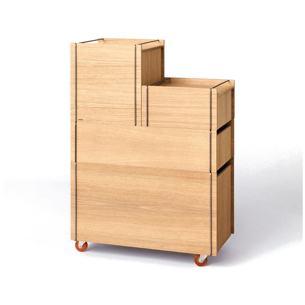 Storage Tower – Medium - Oak / Stainless Steel, With wheels - Storage - MOEBE