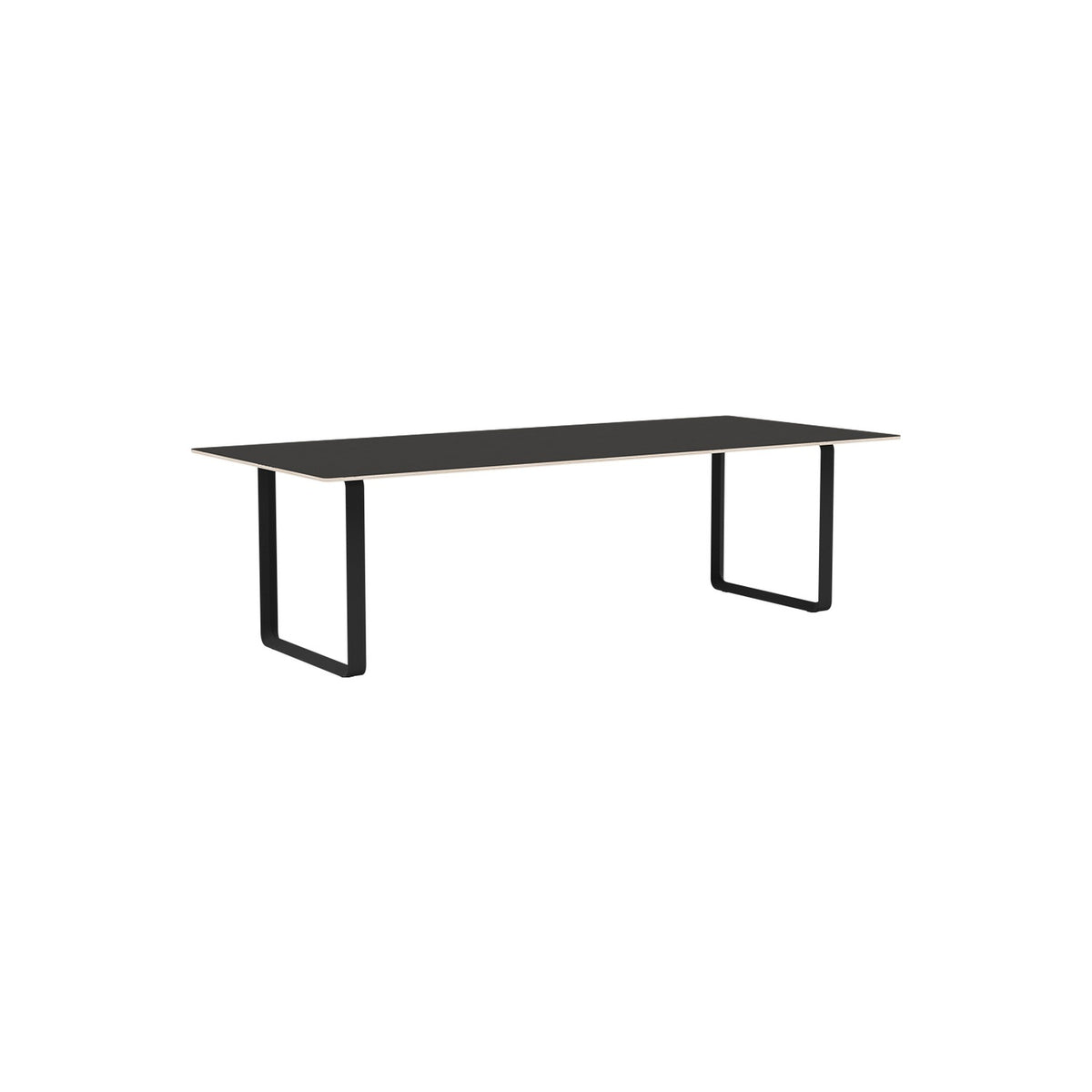 70/70 Table - 255 × 108 cm, Black Linoleum, Anthracite Black - Dining Tables - Muuto
