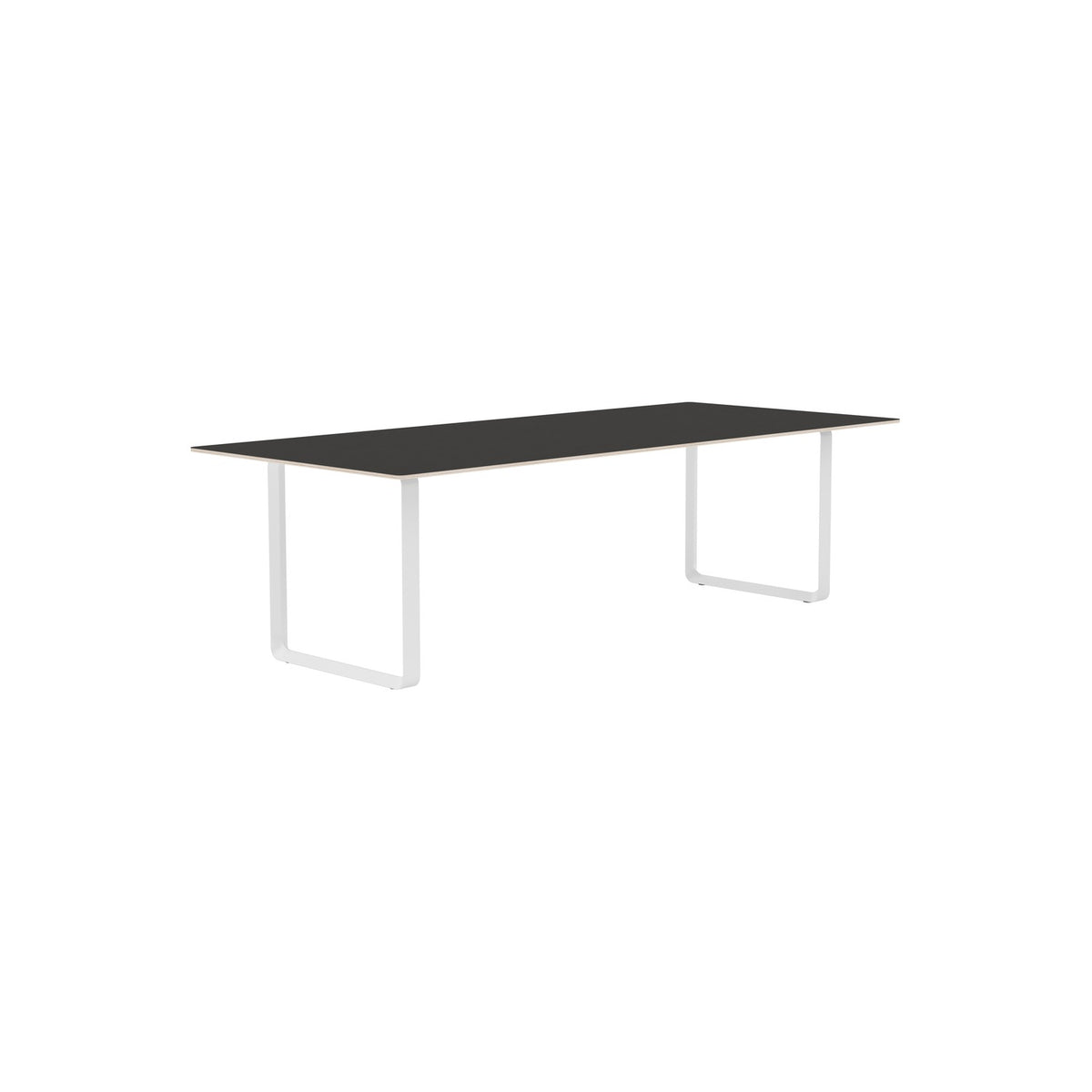 70/70 Table - 255 × 108 cm, Black Linoleum, White - Dining Tables - Muuto