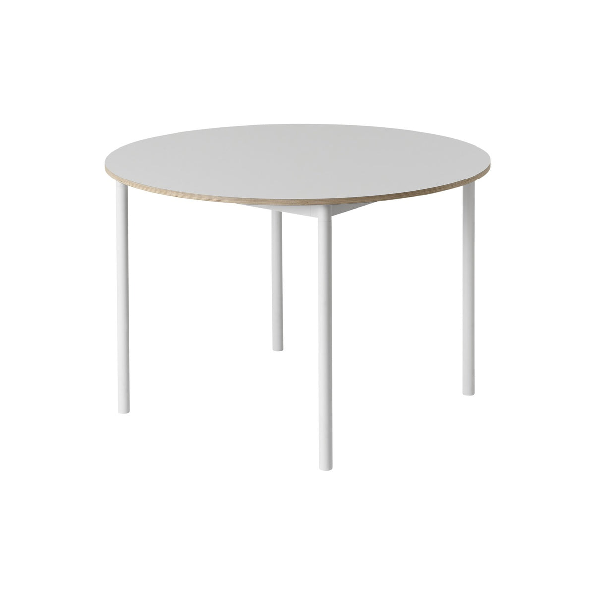 Base Table - Ø 110 cm, White Laminate, Plywood Edge, White - Dining Tables - Muuto