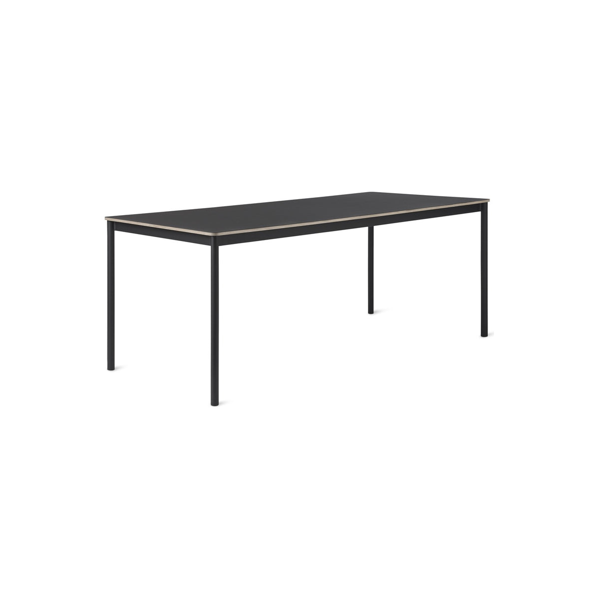 Base Table - 190 × 85 cm, Black Nanolaminate, Plywood Edge, Black - Dining Tables - Muuto