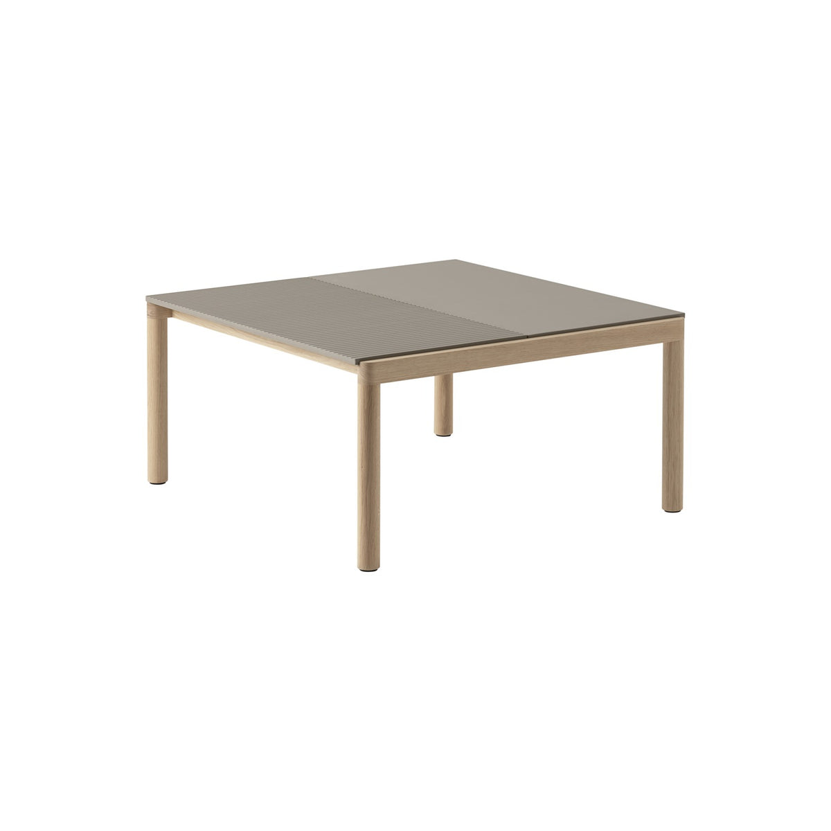 Couple Coffee Table - 80 × 84.5 cm, Plain & Wavy, Taupe / Oak - Coffee & Side Tables - Muuto