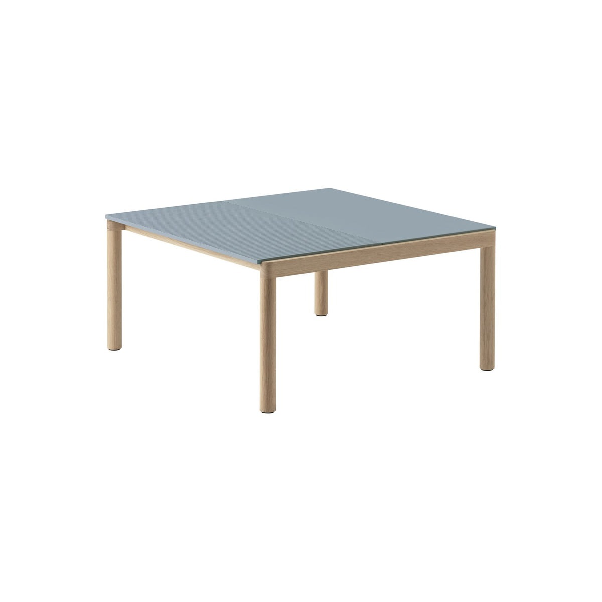Couple Coffee Table - 80 × 84.5 cm, Plain & Wavy, Light Blue / Oak - Coffee & Side Tables - Muuto