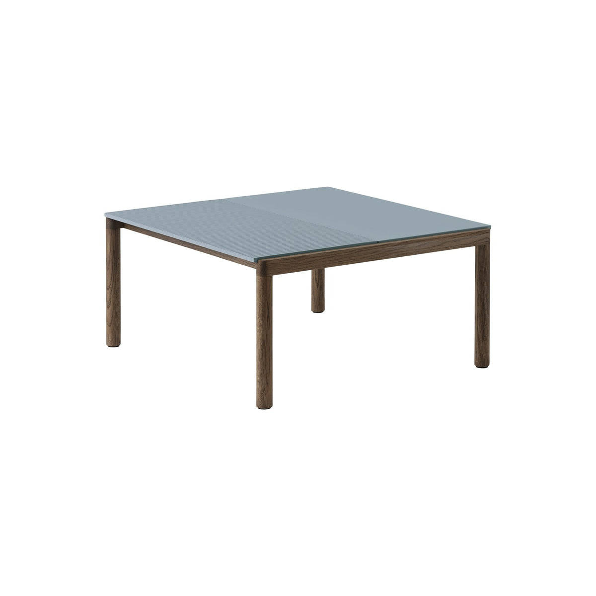 Couple Coffee Table - 80 × 84.5 cm, Plain & Wavy, Light Blue / Dark Oiled Oak - Coffee & Side Tables - Muuto