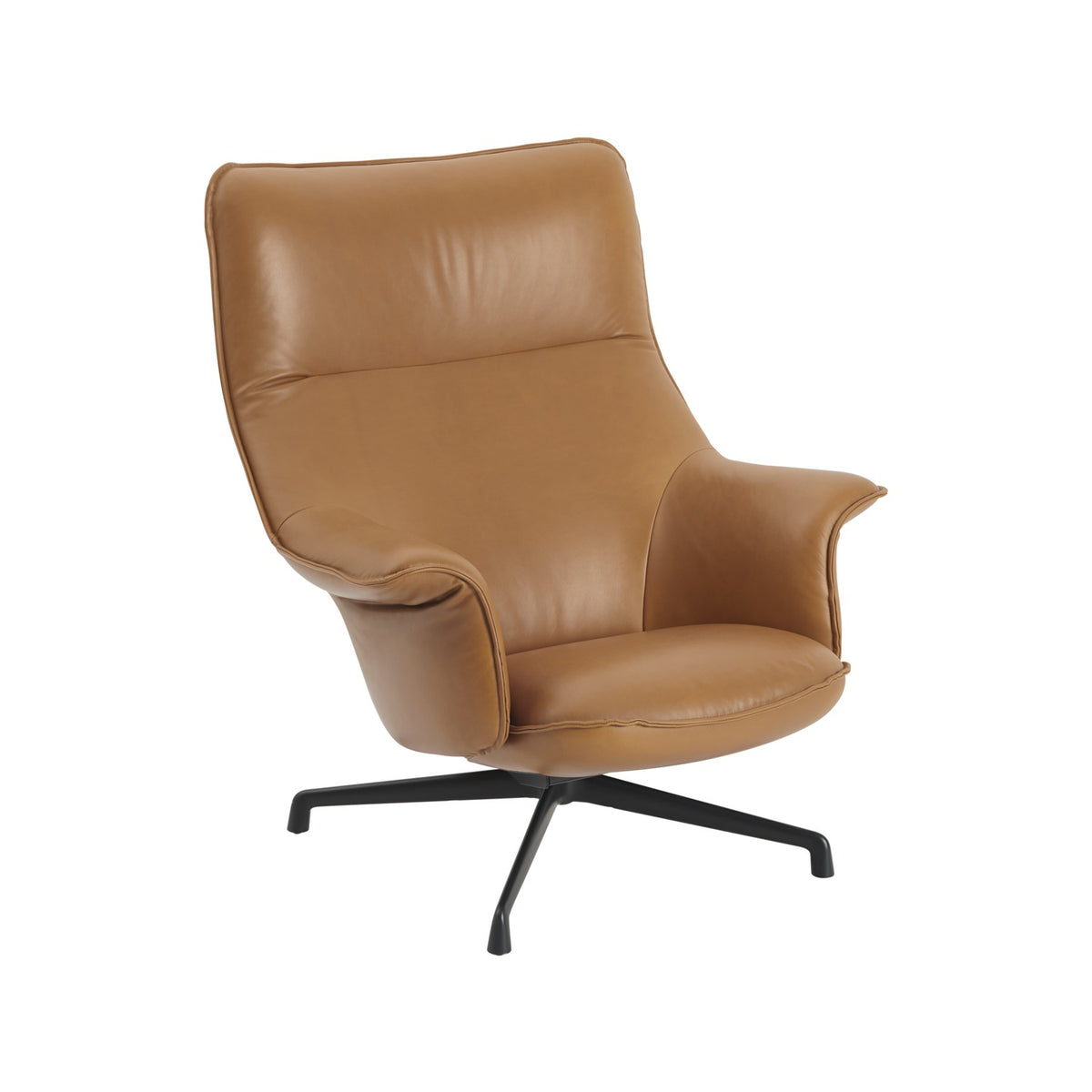Doze Lounge Chair High Back - Swivel Base, Cognac Leather - Chairs - Muuto