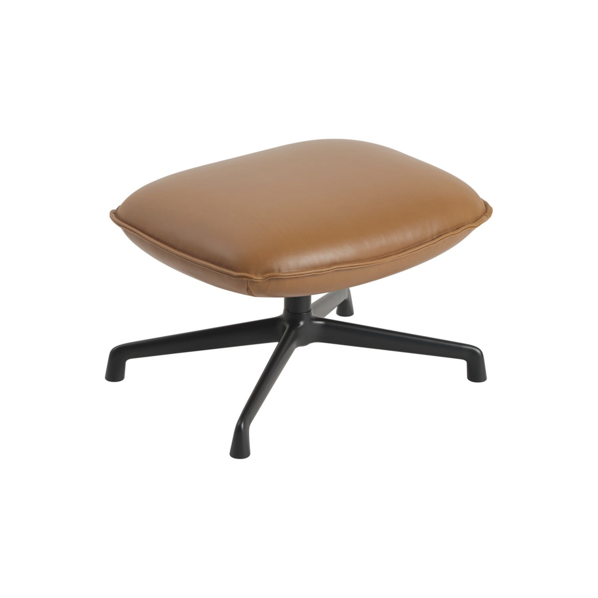 Doze Ottoman - Swivel Base, Cognac Leather - Poufs - Muuto