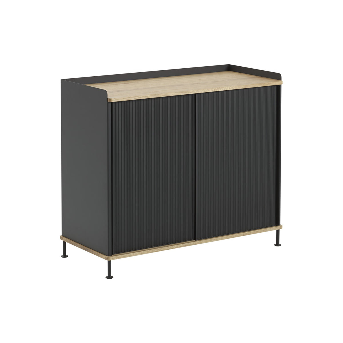 Enfold Sideboard - 100 × 45 cm, H 85 cm, Anthracite Black / Oak - Sideboard - Muuto