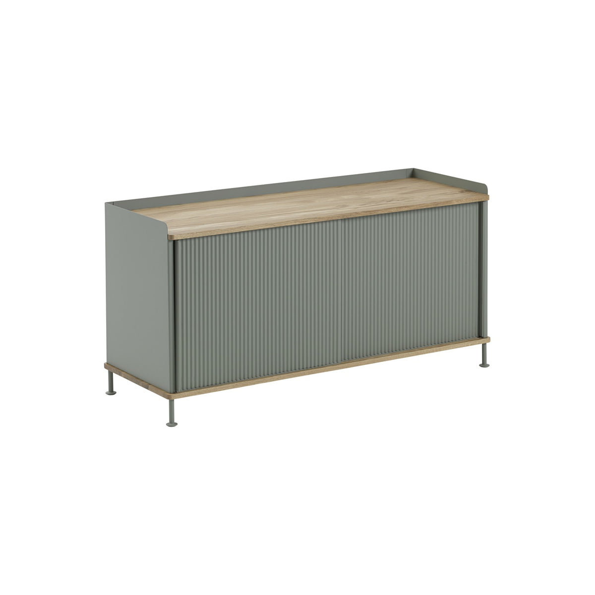 Enfold Sideboard - 124 × 45 cm, H 63 cm, Dusty Green / Oak - Sideboard - Muuto