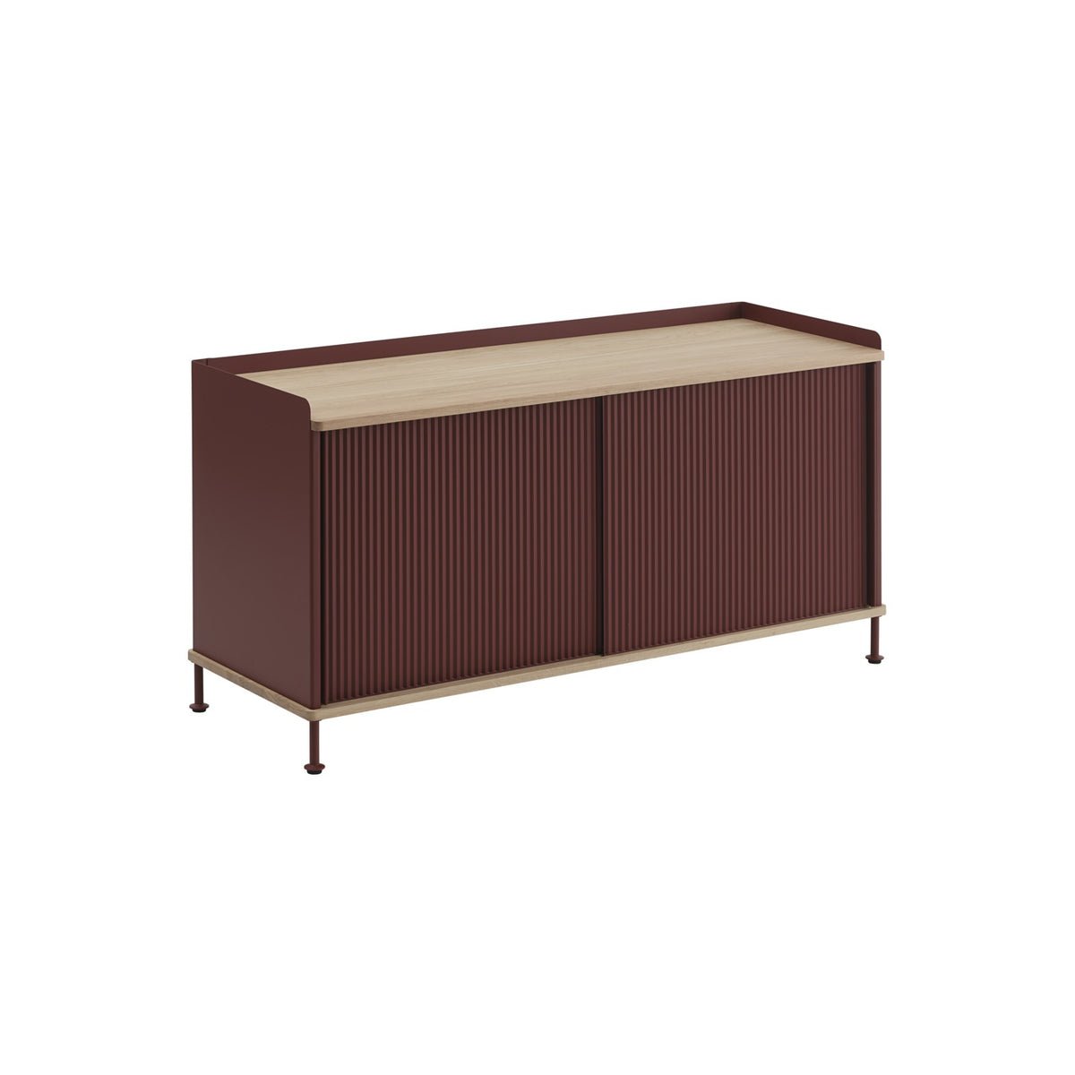 Enfold Sideboard - 124 × 45 cm, H 63 cm, Deep Red / Oak - Sideboard - Muuto