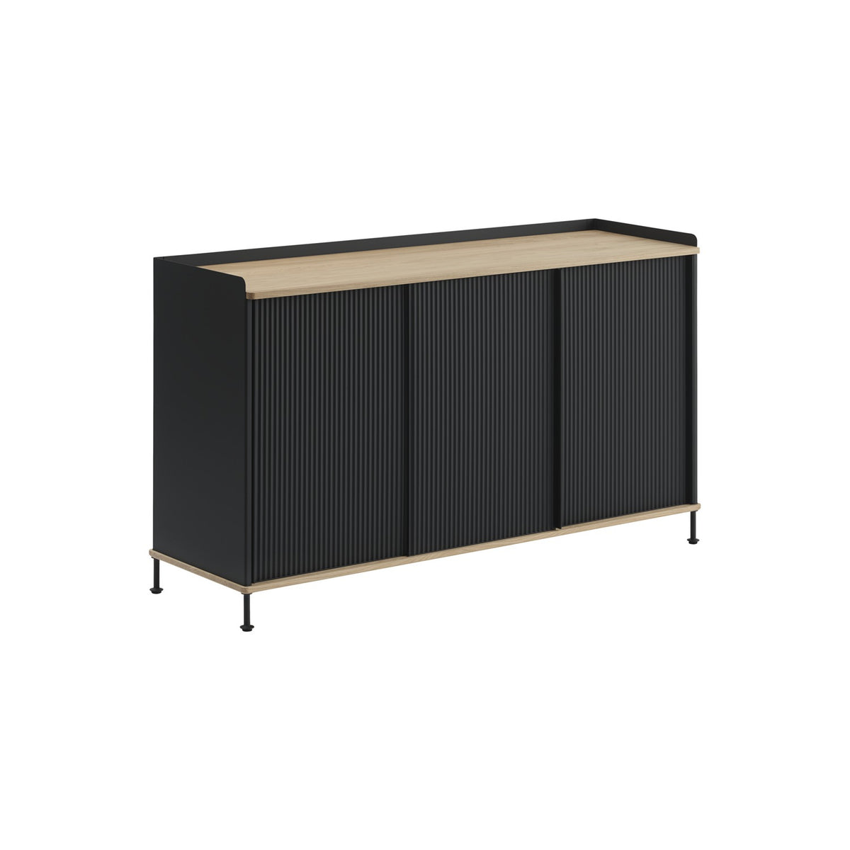 Enfold Sideboard - 148 × 45 cm, H 85 cm, Anthracite Black / Oak - Sideboard - Muuto