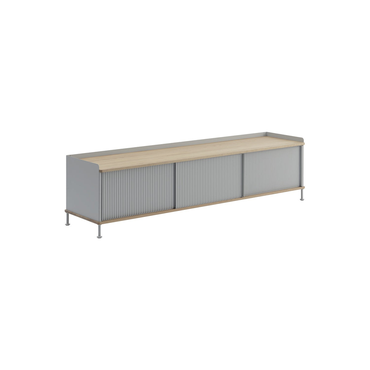 Enfold Sideboard - 186 × 45 cm, H 48 cm, Grey / Oak - Sideboard - Muuto