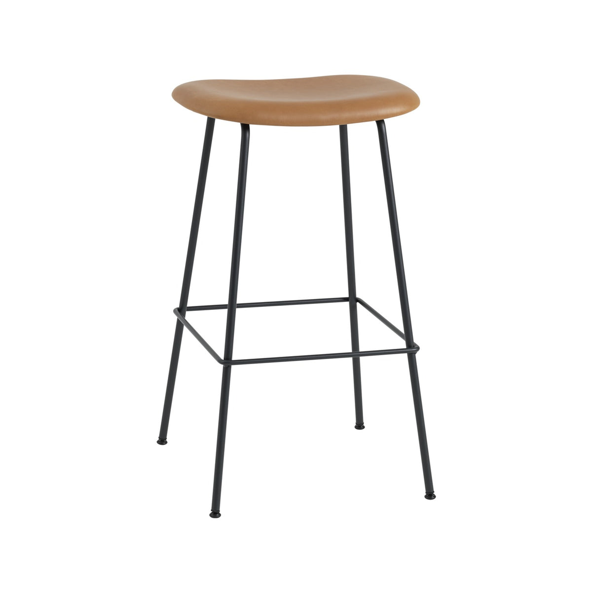 Fiber Bar Stool - Tube Base, Without, Cognac Leather - Stools - Muuto