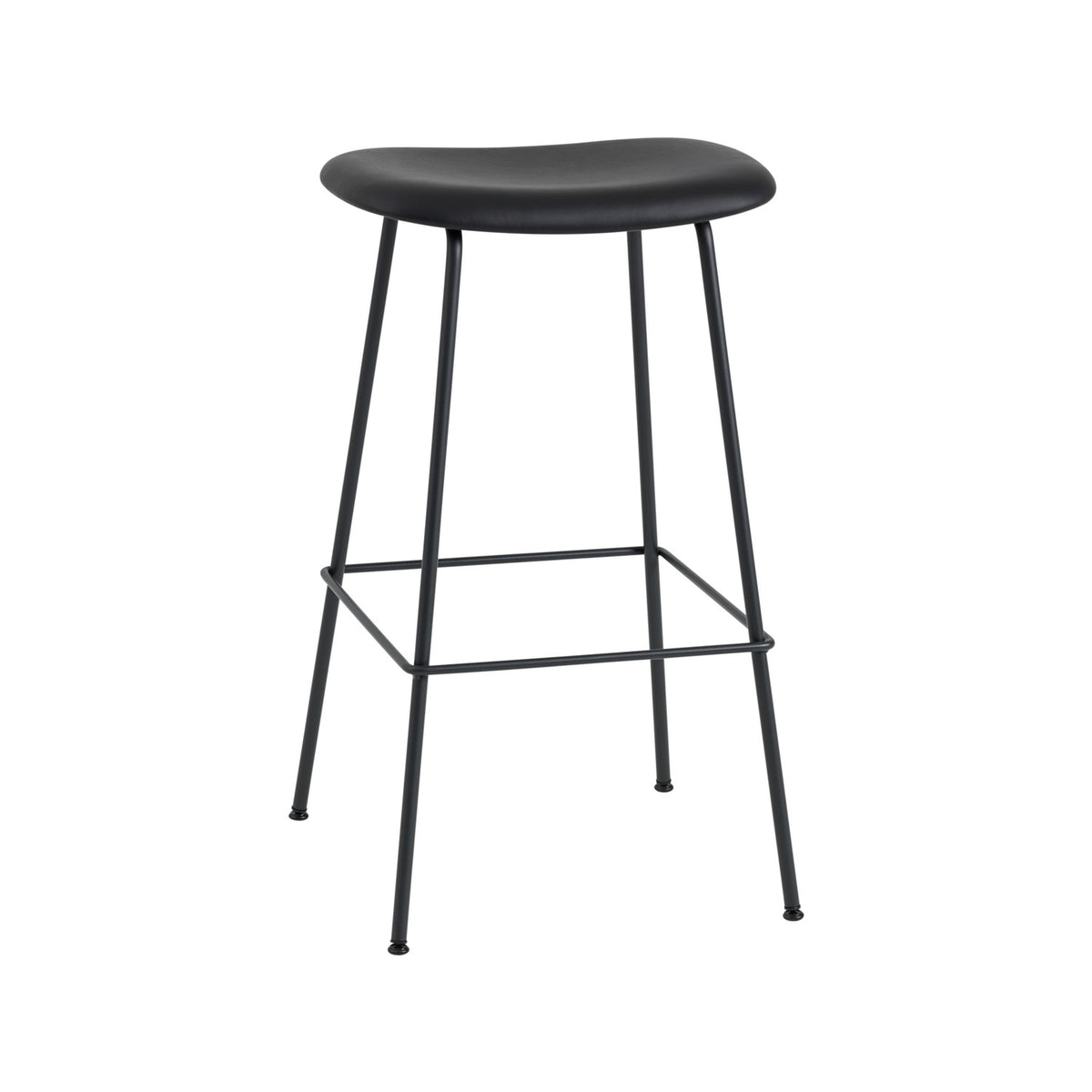 Fiber Bar Stool - Tube Base, Without, Black Leather - Stools - Muuto