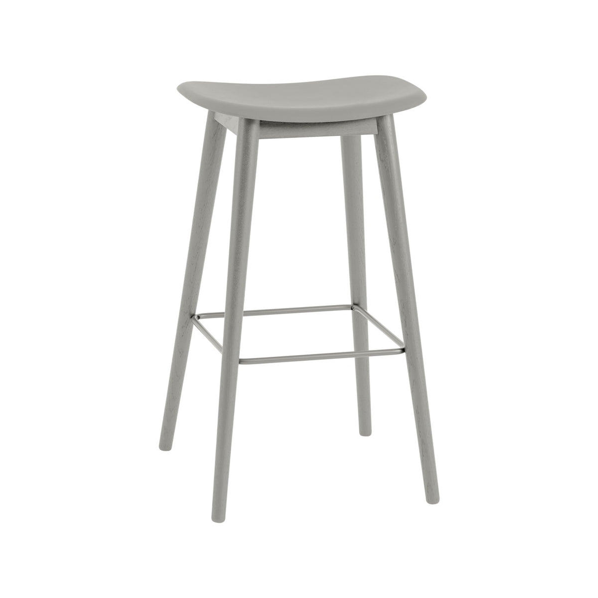 Fiber Bar Stool - Wood Base, Without, Grey - Stools - Muuto