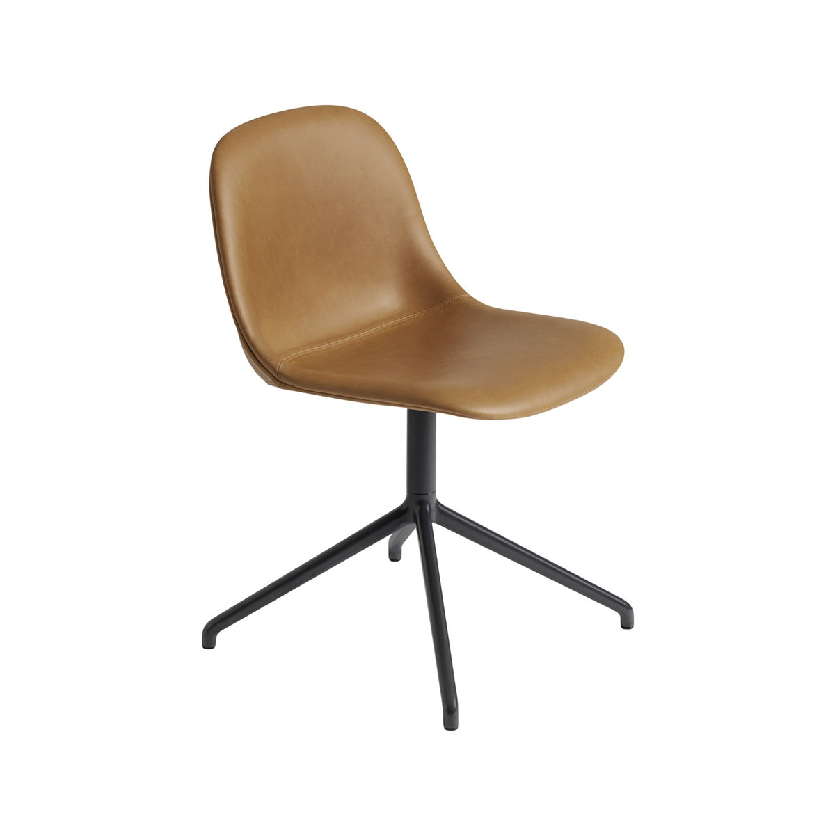 Fiber Side Chair - Swivel Base, Cognac Leather - Chairs - Muuto