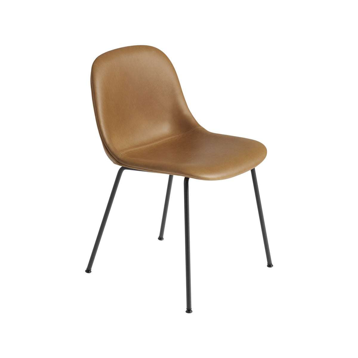 Fiber Side Chair - Tube Base, Cognac Leather - Chairs - Muuto