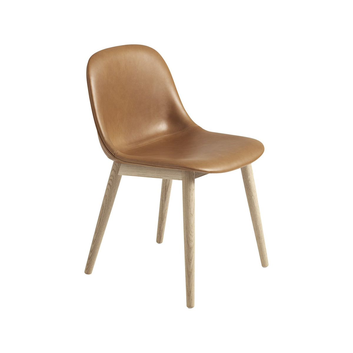 Fiber Side Chair - Wood Base, Cognac Leather / Oak - Chairs - Muuto