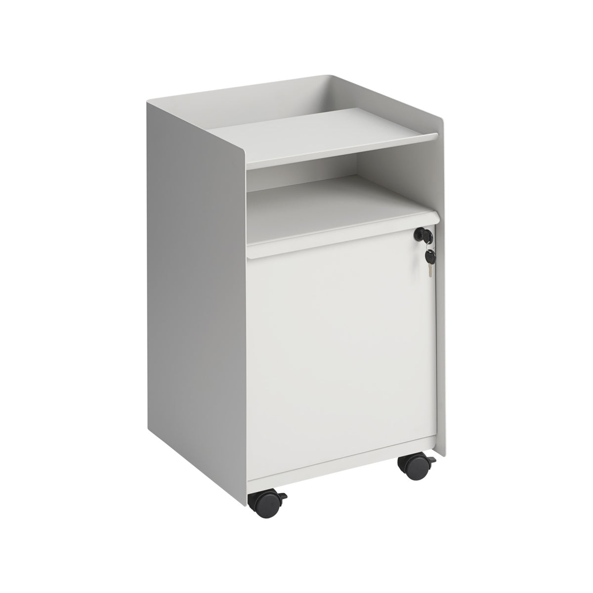 Folded Trolley - Low, Drawer with Lock, Grey - Trolleys - Muuto