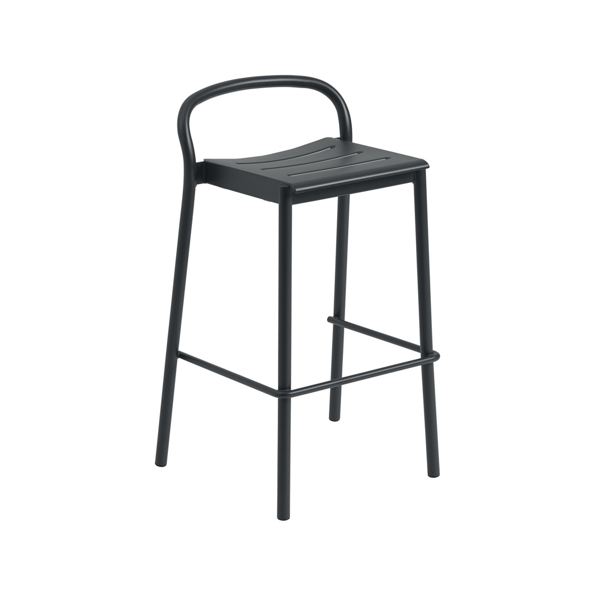 Linear Steel Bar Stool - Anthracite Black - Outdoor Bar & Counter Stools - Muuto