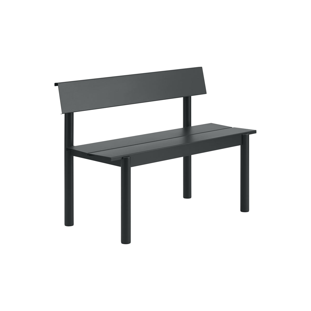 Linear Steel Bench with Backrest - 110 cm, Anthracite Black - Outdoor Benches - Muuto