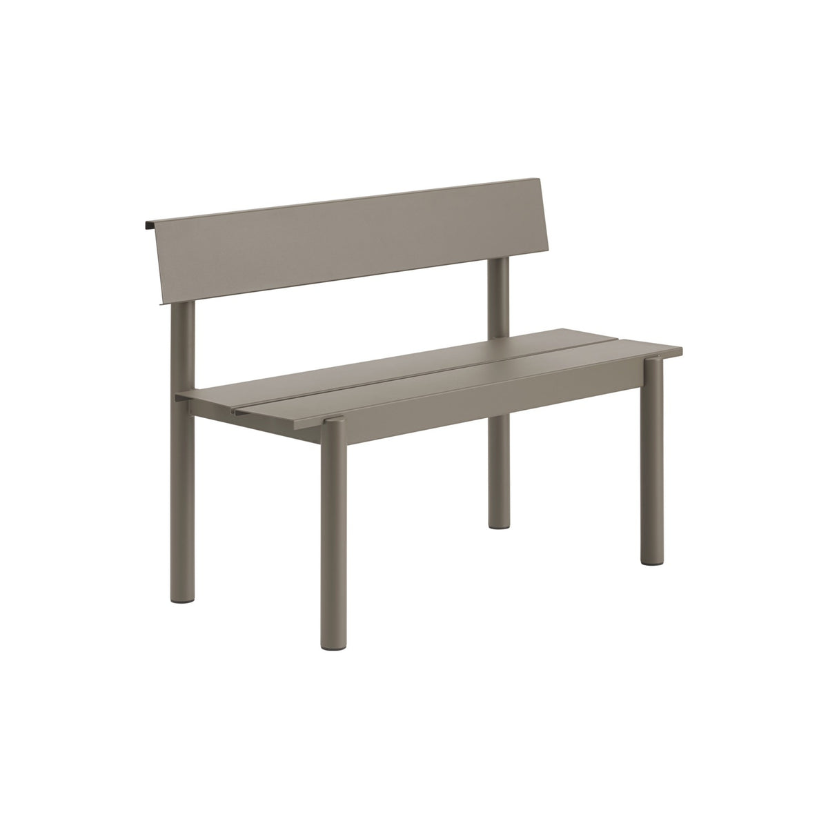 Linear Steel Bench with Backrest - 110 cm, Taupe - Outdoor Benches - Muuto