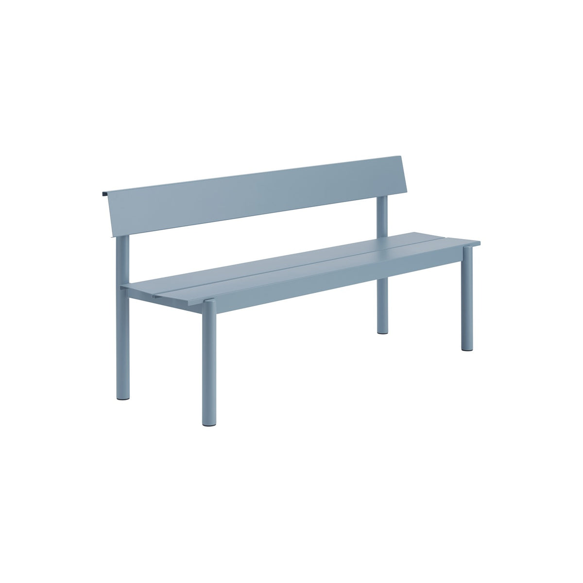 Linear Steel Bench with Backrest - 170 cm, Pale Blue - Outdoor Benches - Muuto