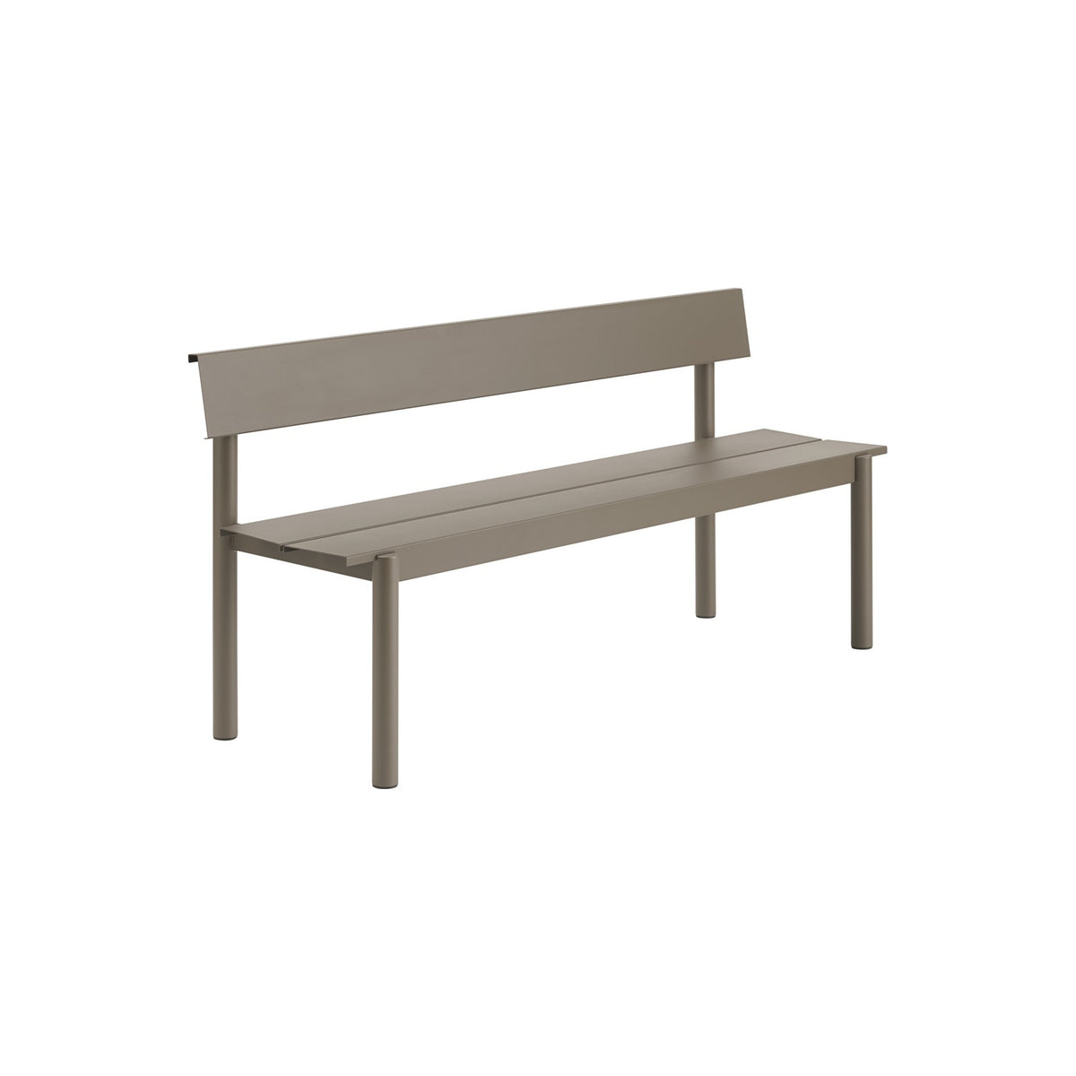 Linear Steel Bench with Backrest - 170 cm, Taupe - Outdoor Benches - Muuto
