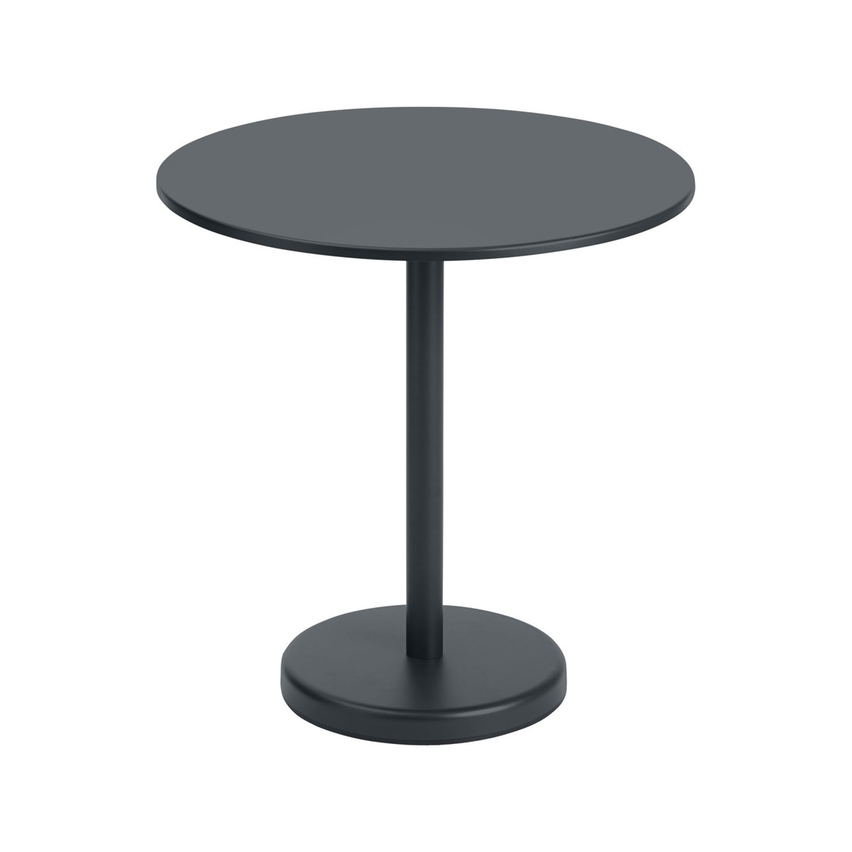 Linear Steel Café Table - Ø 70 cm, Anthracite Black - Outdoor Dining Tables - Muuto