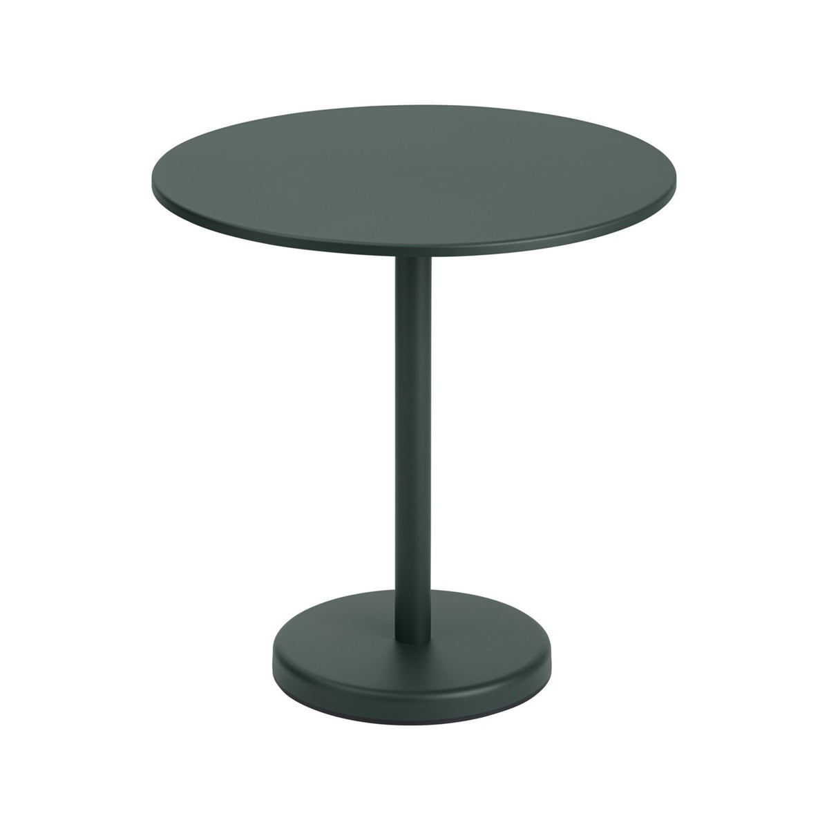 Linear Steel Café Table - Ø 70 cm, Dark Green - Outdoor Dining Tables - Muuto