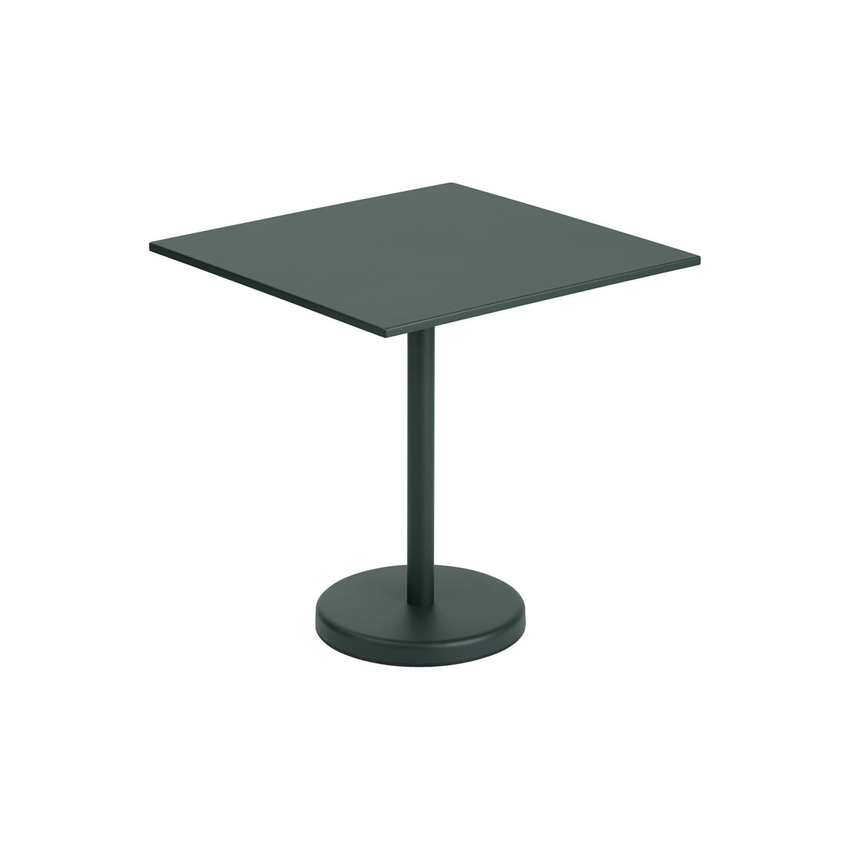 Linear Steel Café Table - 70 × 70 cm, Dark Green - Outdoor Dining Tables - Muuto