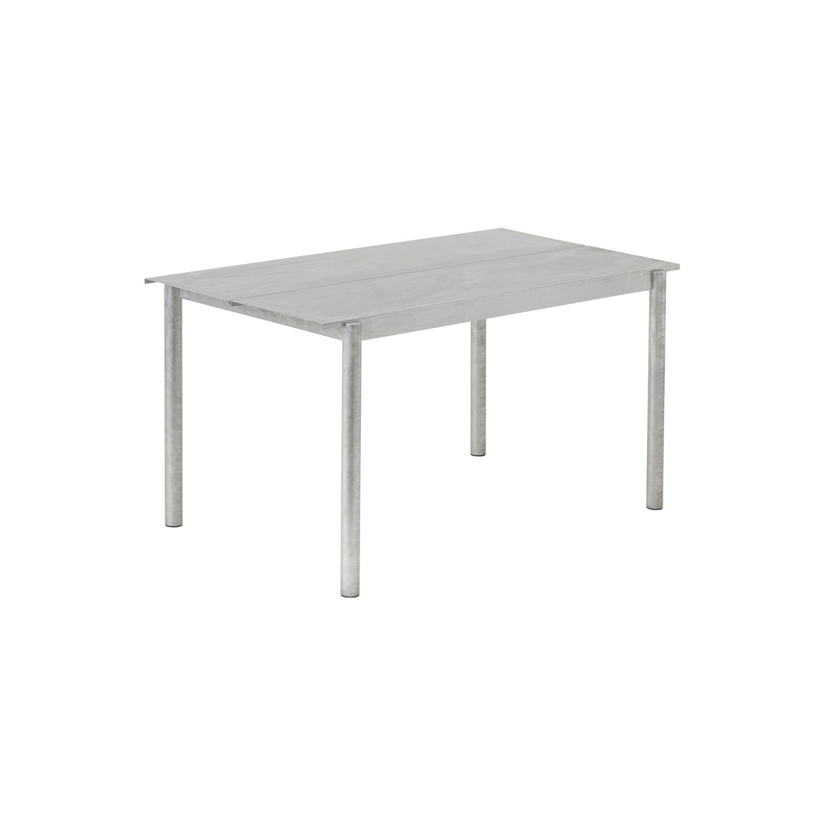 Linear Steel Table - 140 × 80 cm, Warm Galvanized Steel - Outdoor Dining Tables - Muuto