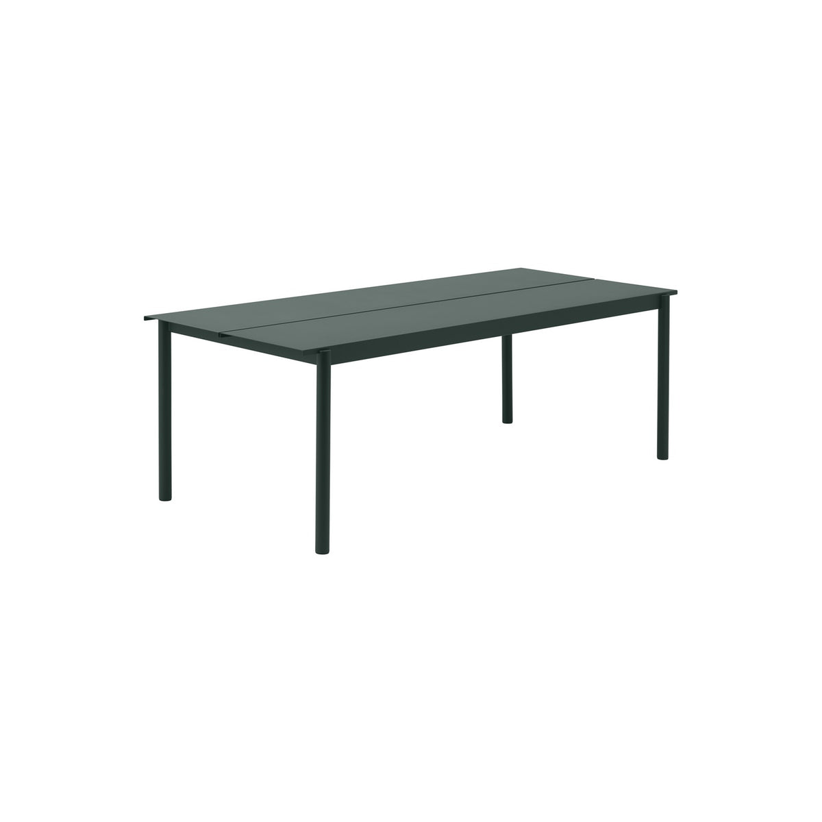 Linear Steel Table - 220 × 95 cm, Dark Green - Outdoor Dining Tables - Muuto