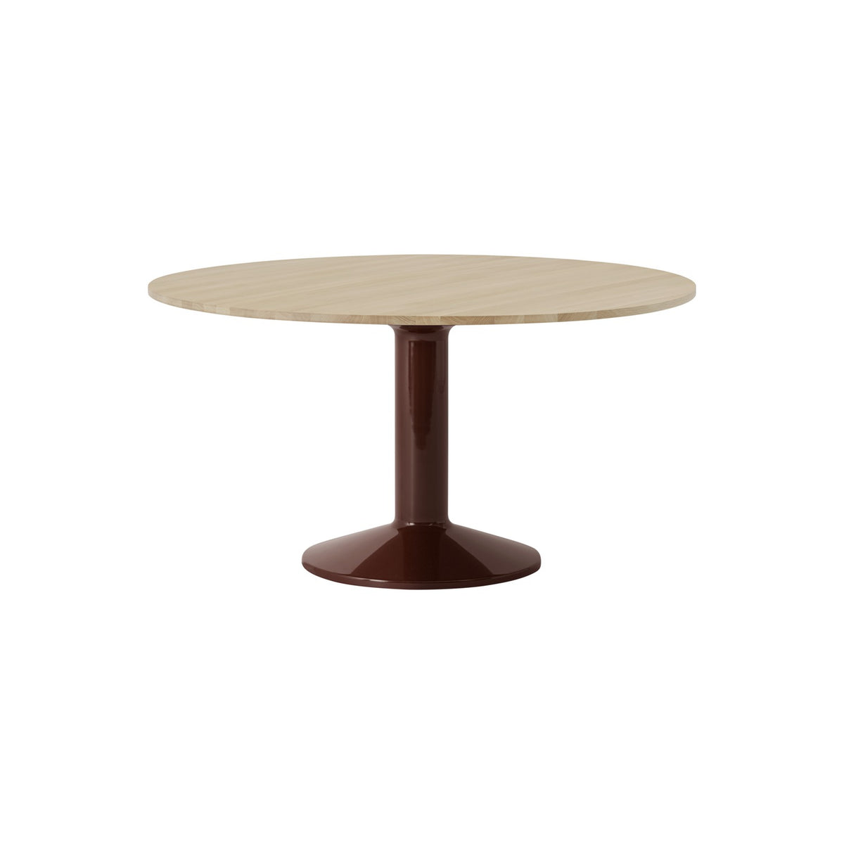 Midst Table - Ø 140 cm, Oiled Oak, Dark Red - Dining Tables - Muuto