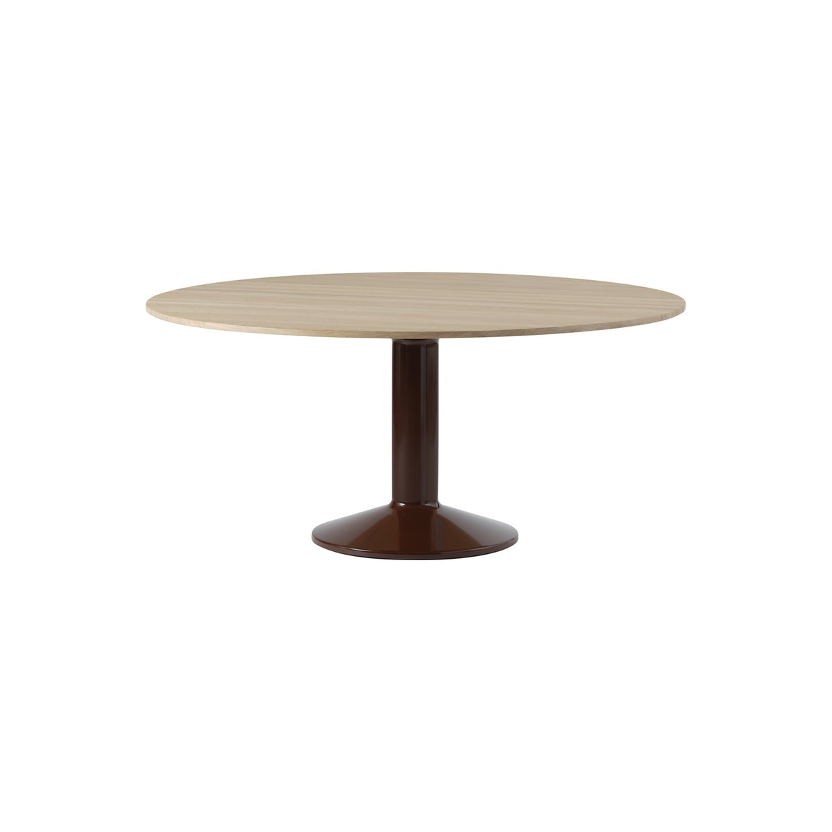 Midst Table - Ø 160 cm, Oiled Oak, Dark Red - Dining Tables - Muuto