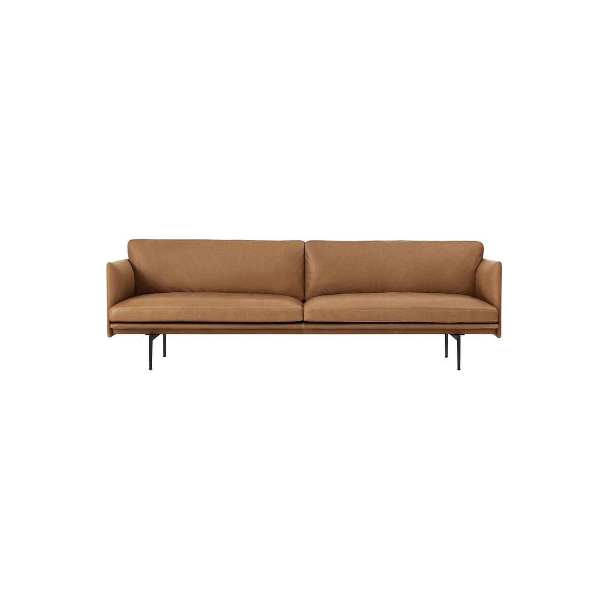 Outline Sofa - 3-Seater, Refine Leather Cognac, Black - Sofas - Muuto